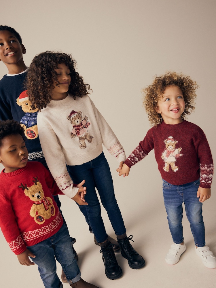 Red Christmas Bear Jumper (3mths-7yrs) - Image 2 of 9