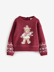 Red Christmas Bear Jumper (3mths-7yrs) - Image 6 of 9