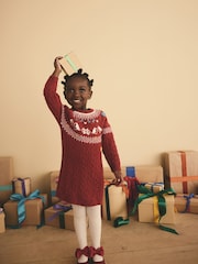 Red Fairisle Pattern Christmas Jumper Dress (3mths-7yrs) - Image 3 of 9
