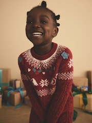 Red Fairisle Pattern Christmas Jumper Dress (3mths-7yrs) - Image 4 of 9