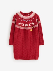 Red Fairisle Pattern Christmas Jumper Dress (3mths-7yrs) - Image 5 of 9