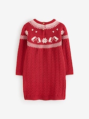 Red Fairisle Pattern Christmas Jumper Dress (3mths-7yrs) - Image 6 of 9