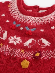 Red Fairisle Pattern Christmas Jumper Dress (3mths-7yrs) - Image 7 of 9