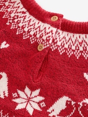 Red Fairisle Pattern Christmas Jumper Dress (3mths-7yrs) - Image 8 of 9