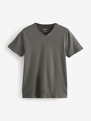 Blue/Green/Pink/Grey Regular Fit 100% Cotton V-Neck Layering T-Shirts 5 Pack - Image 10 of 16