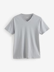 Blue/Green/Pink/Grey Regular Fit 100% Cotton V-Neck Layering T-Shirts 5 Pack - Image 11 of 16