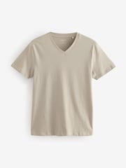 Blue/Green/Pink/Grey Regular Fit 100% Cotton V-Neck Layering T-Shirts 5 Pack - Image 12 of 16
