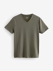 Blue/Green/Pink/Grey Regular Fit 100% Cotton V-Neck Layering T-Shirts 5 Pack - Image 14 of 16