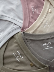 Blue/Green/Pink/Grey Regular Fit 100% Cotton V-Neck Layering T-Shirts 5 Pack - Image 16 of 16
