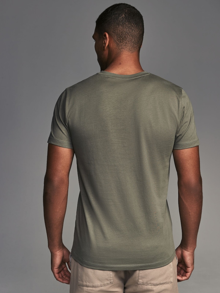 Blue/Green/Pink/Grey Regular Fit 100% Cotton V-Neck Layering T-Shirts 5 Pack - Image 4 of 16