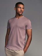 Blue/Green/Pink/Grey Regular Fit 100% Cotton V-Neck Layering T-Shirts 5 Pack - Image 7 of 16