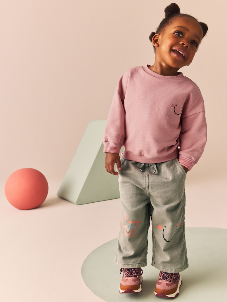 Khaki Green 100% Cotton Sweatshirt and Trousers Set (3mths-7yrs) - Image 1 of 10