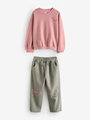 Khaki Green 100% Cotton Sweatshirt and Trousers Set (3mths-7yrs) - Image 8 of 10
