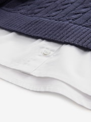 Navy Mock 100% Cotton Shirt Jumper (3-16yrs) - Image 4 of 4