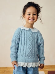 Blue Collar Cable 100% Cotton Jumper (3mths-7yrs) - Image 1 of 7