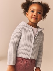 siva - s kapuco pletena jopa (3mths-7yrs) - Slika 1 iz 4