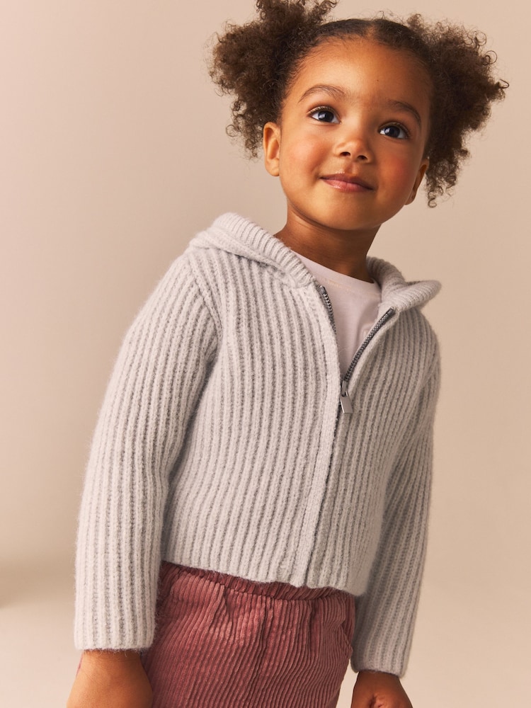 Grey Hooded Cardigan (3mths-7yrs) - Image 1 of 4 Grey Hooded Cardigan (3mths-7yrs) - Image 1 of 4