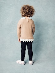 Tan Brown Collar Cable 100% Cotton Jumper (3mths-7yrs) - Image 2 of 8
