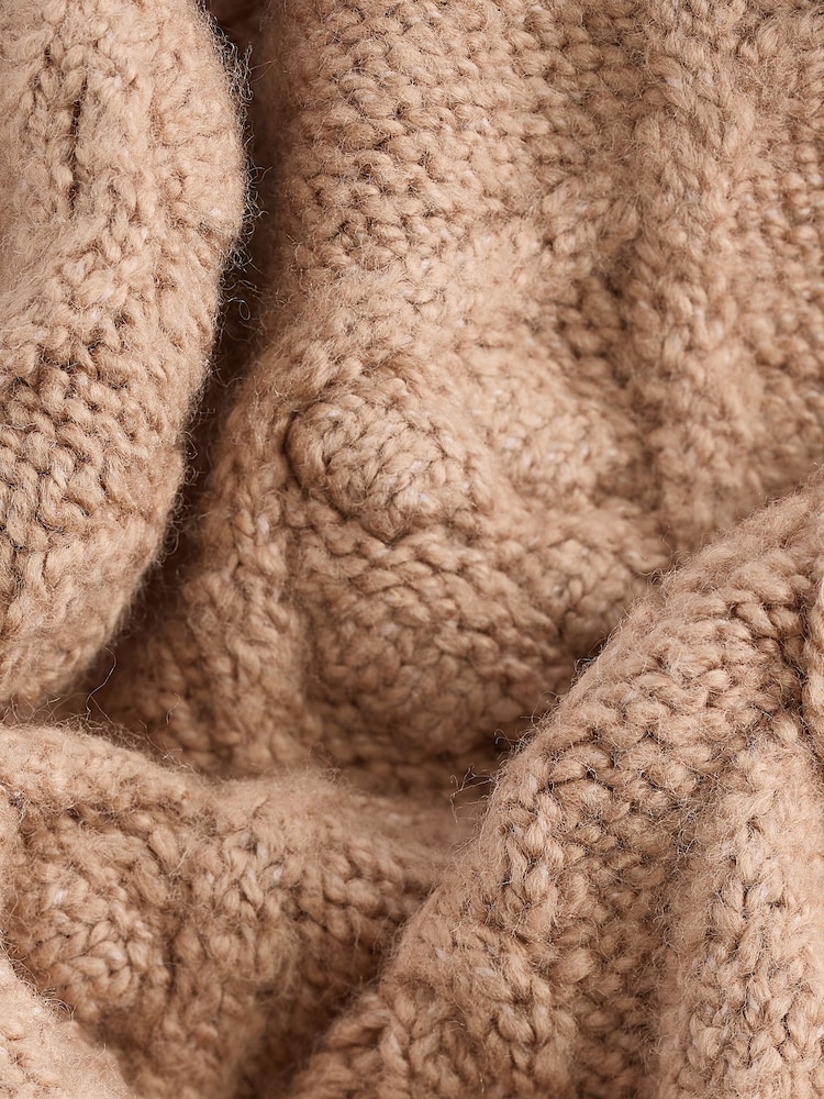 Tan Brown Collar Cable 100% Cotton Jumper (3mths-7yrs) - Image 8 of 8