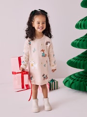 Ecru Marl Christmas Character Jumper Dress (3mths-7yrs) - Image 2 of 8