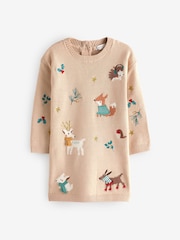 Ecru Marl Christmas Character Jumper Dress (3mths-7yrs) - Image 5 of 8