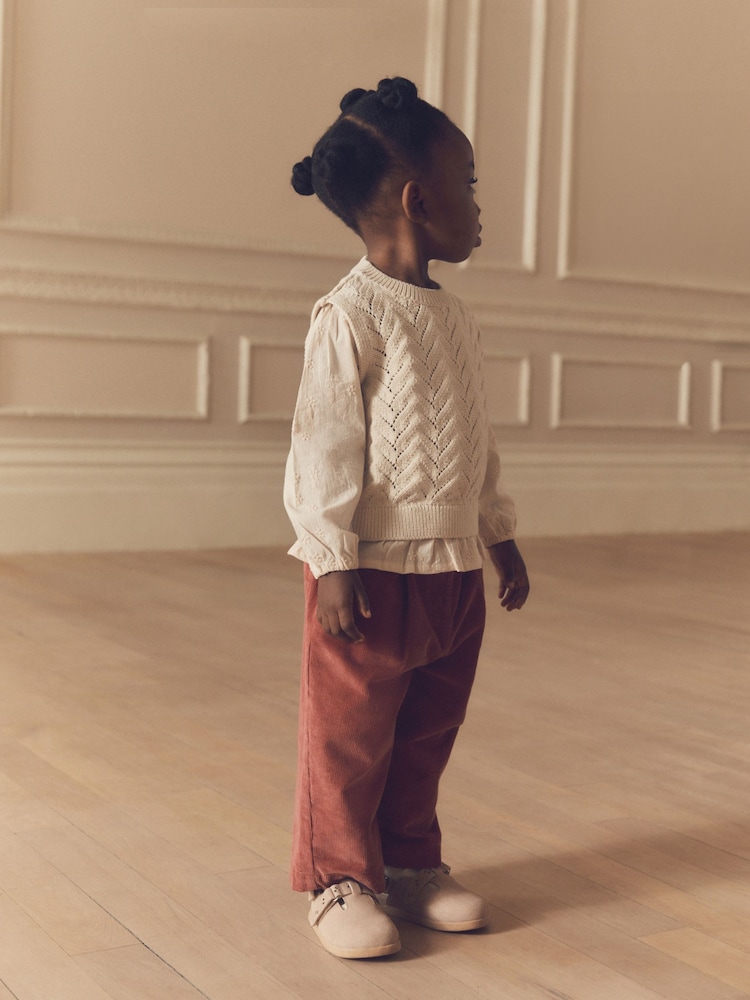 Ecru Mock Layer 100% Cotton Jumper and Trousers Set (3mths-7yrs) - Image 2 of 8