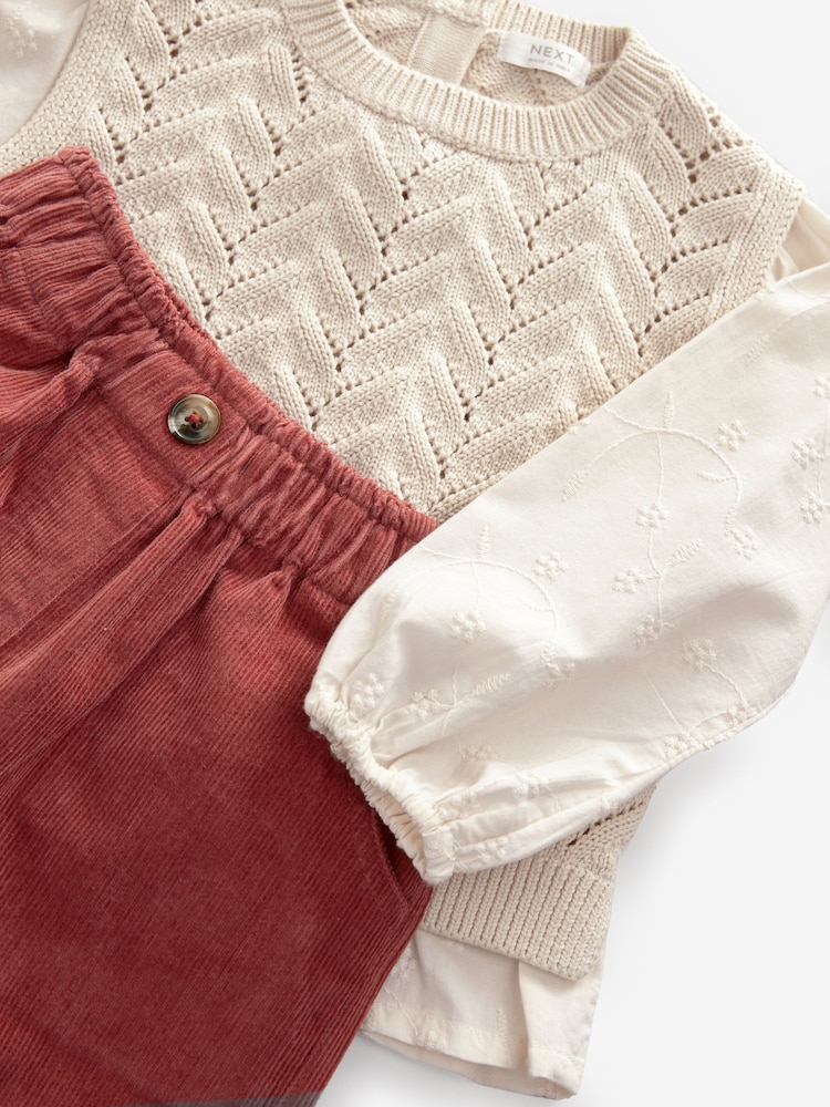 Ecru Mock Layer 100% Cotton Jumper and Trousers Set (3mths-7yrs) - Image 7 of 8