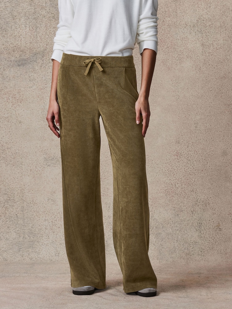Khaki Green Pull On Wide Leg Corduroy Trousers - Image 2 of 6