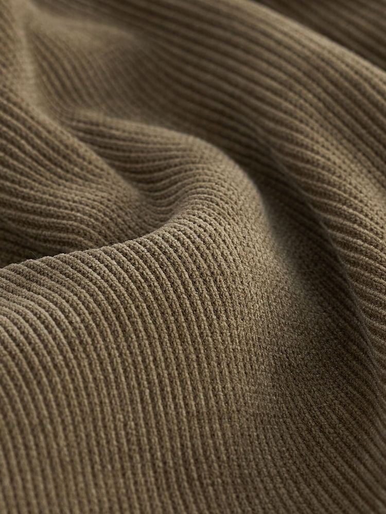 Khaki Green Pull On Wide Leg Corduroy Trousers - Image 6 of 6