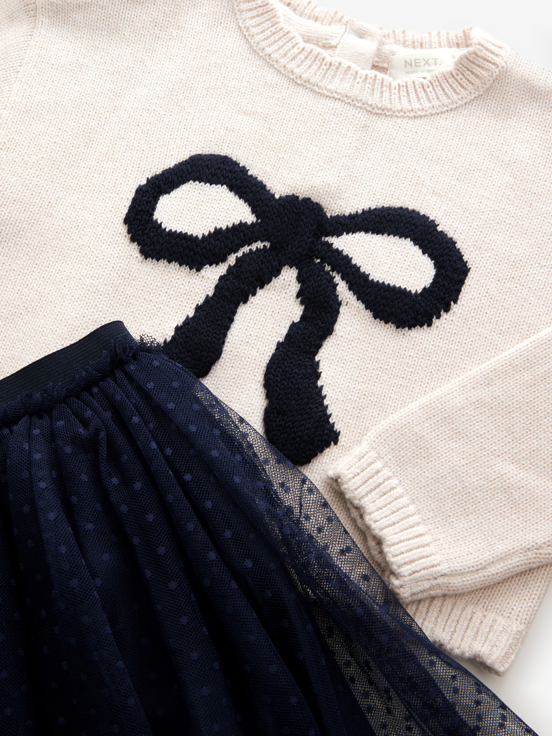 Buy Ecru Bow Jumper & Skirt Set (3mths-7yrs) from Next Lithuania