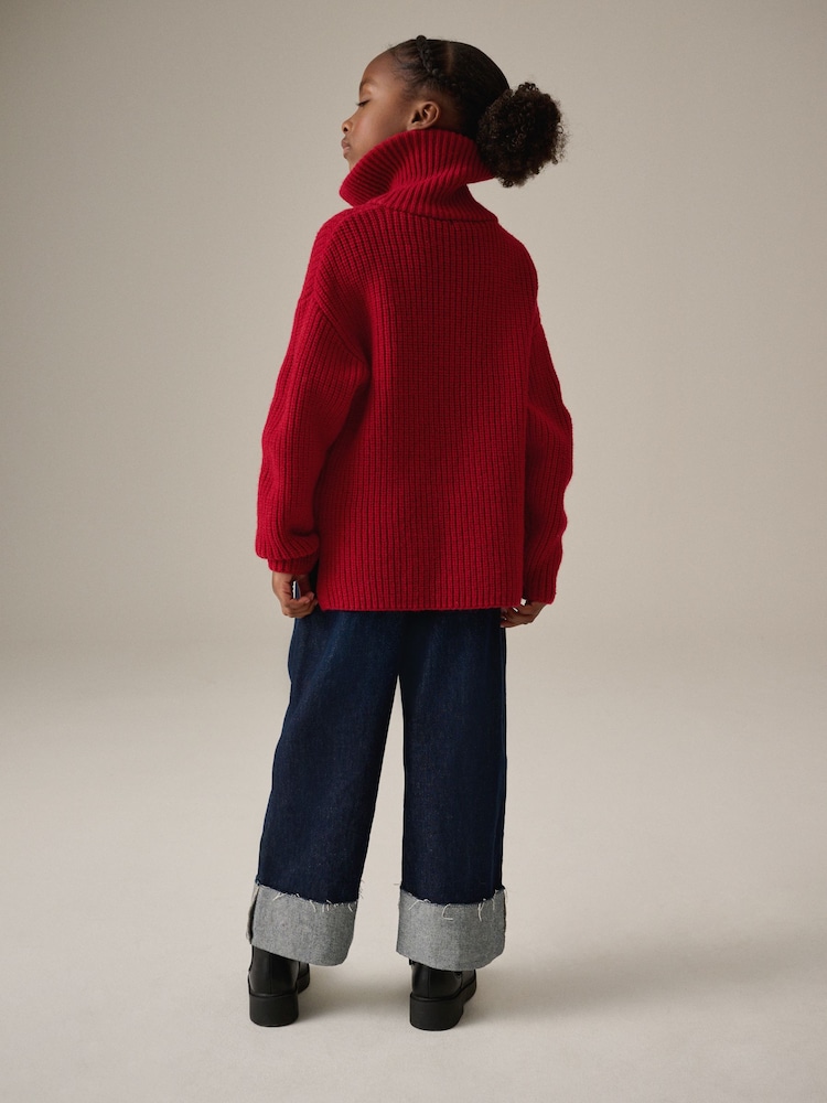 Red Zip Neck Jumper (3-16yrs) - Image 2 of 9 Red Zip Neck Jumper (3-16yrs) - Image 2 of 9