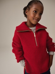 Red Zip Neck Jumper (3-16yrs) - Image 3 of 9