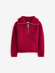 Red Zip Neck Jumper (3-16yrs) - Image 6 of 9