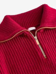 Red Zip Neck Jumper (3-16yrs) - Image 8 of 9