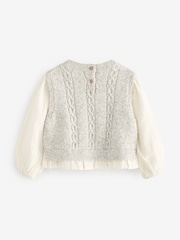 Grey 100% Cotton Mock Layer Knit Jumper (3mths-7yrs) - Image 5 of 7