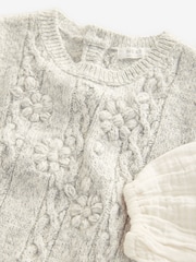 Grey 100% Cotton Mock Layer Knit Jumper (3mths-7yrs) - Image 7 of 7