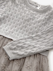 Silver 2-in-1 Occasion Long Sleeve Knitted Jumper Dress (3mths-10yrs) - Image 3 of 4