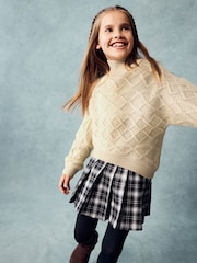 Ecru - Kastiger Pullover mit Zopfmuster (3–16 J.) - Bild 1 von 3