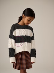 Black/White Cable Boxy Jumper (3-16yrs) - Image 4 of 8