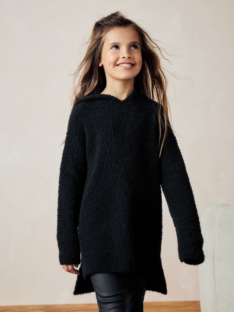 Black Hooded Jumper Dress (3-16yrs) - Image 1 of 8