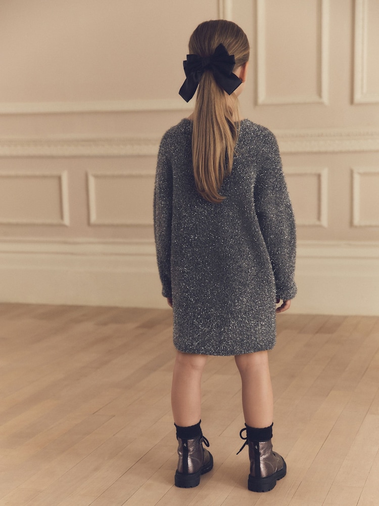 Charcoal Grey Sparkle Jumper Dress (3-16yrs) - Image 2 of 3