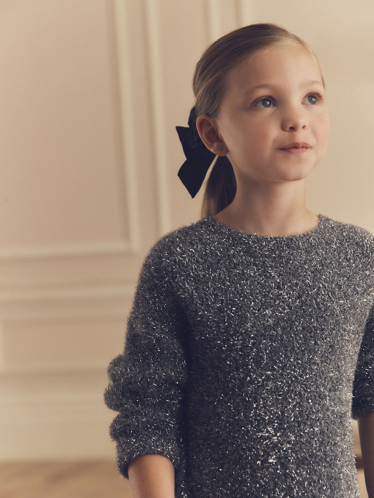 Charcoal Grey Sparkle Jumper Dress (3-16yrs) - Image 3 of 3