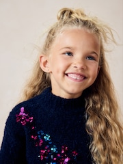 Navy Sequin Jumper Dress (3-16yrs) - Image 3 of 7