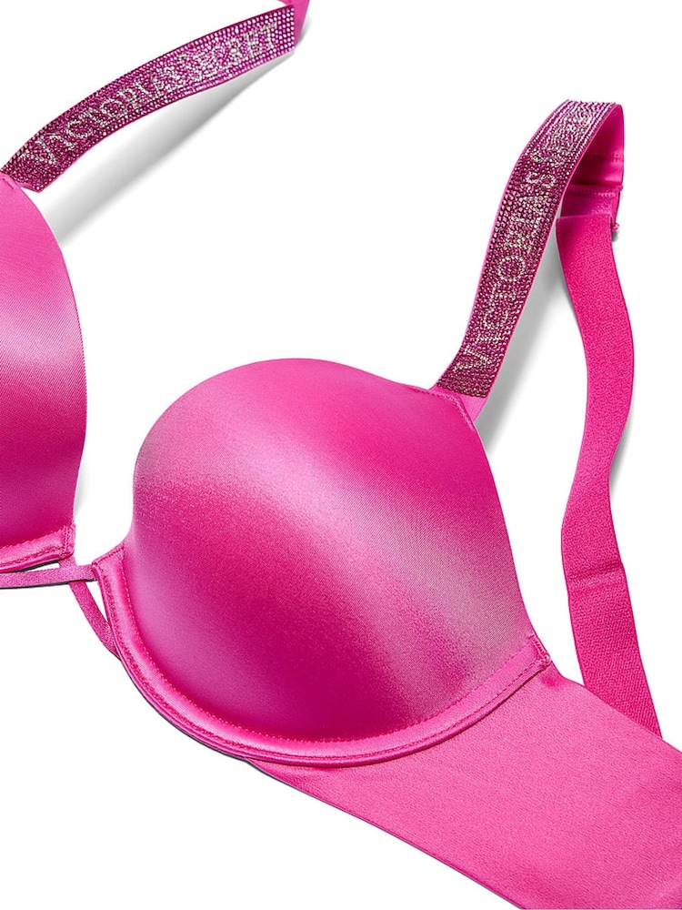 Victoria's Secret Pink Fire Add 2 Cups Push Up Bombshell Shine Strap Bra - Image 3 of 3 Victoria's Secret Pink Fire Add 2 Cups Push Up Bombshell Shine Strap Bra - Image 3 of 3