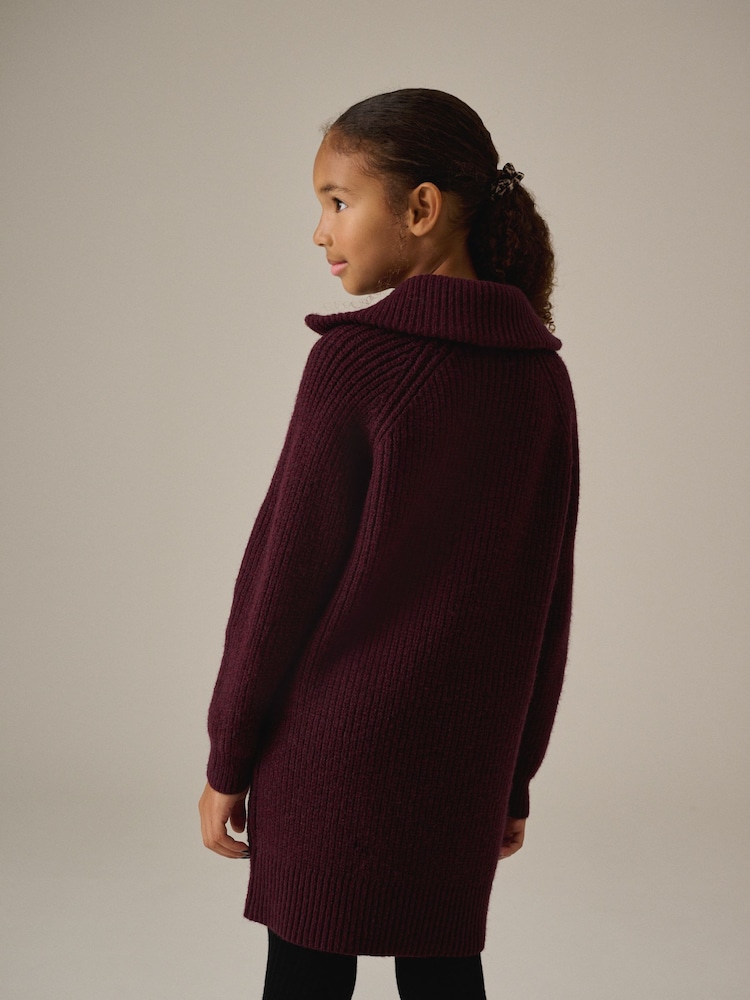 Burgundy Zip Jumper Dress (3-16yrs) - Image 2 of 7