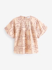 Ecru/Pink Pintuck Sleeve Blouse - Image 1 of 1