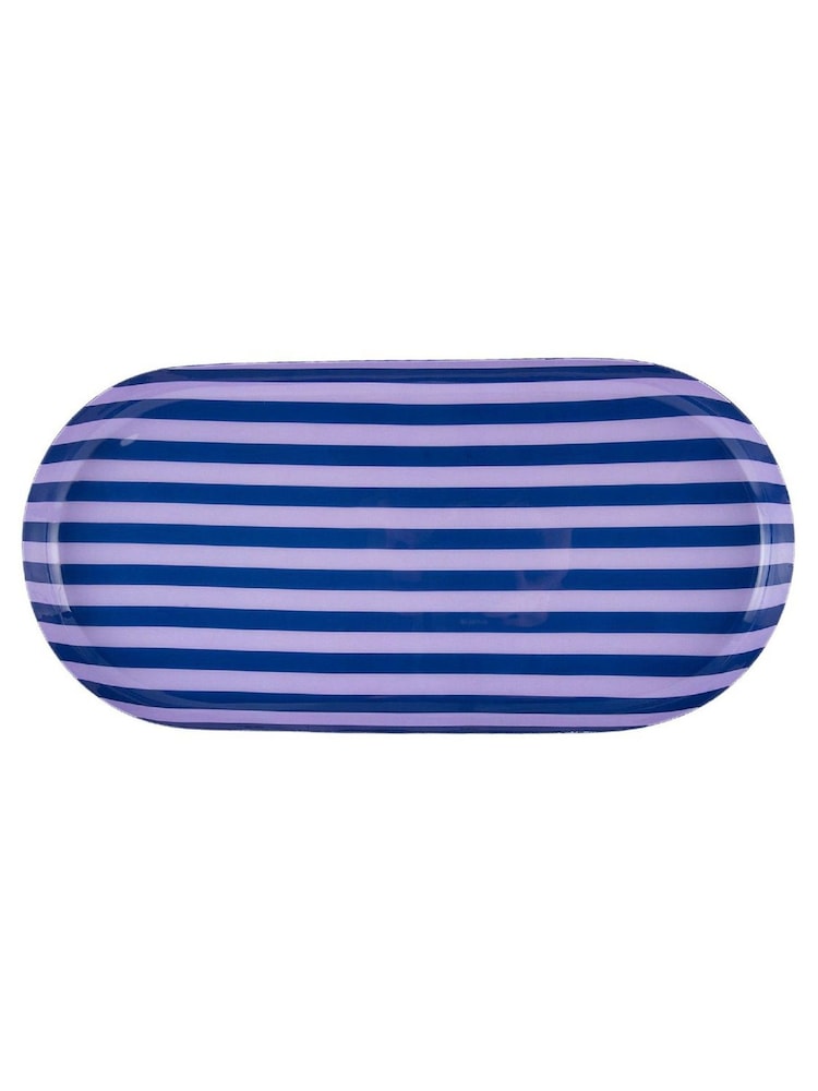 Present Time Cobalt Blue Soft Purple Tray Animado Oval Large Plate - Image 4 of 4 Present Time Cobalt Blue Soft Purple Tray Animado Oval Large Plate - Image 4 of 4