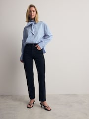 Black 100% Cotton Column Mom Jeans - Image 1 of 8