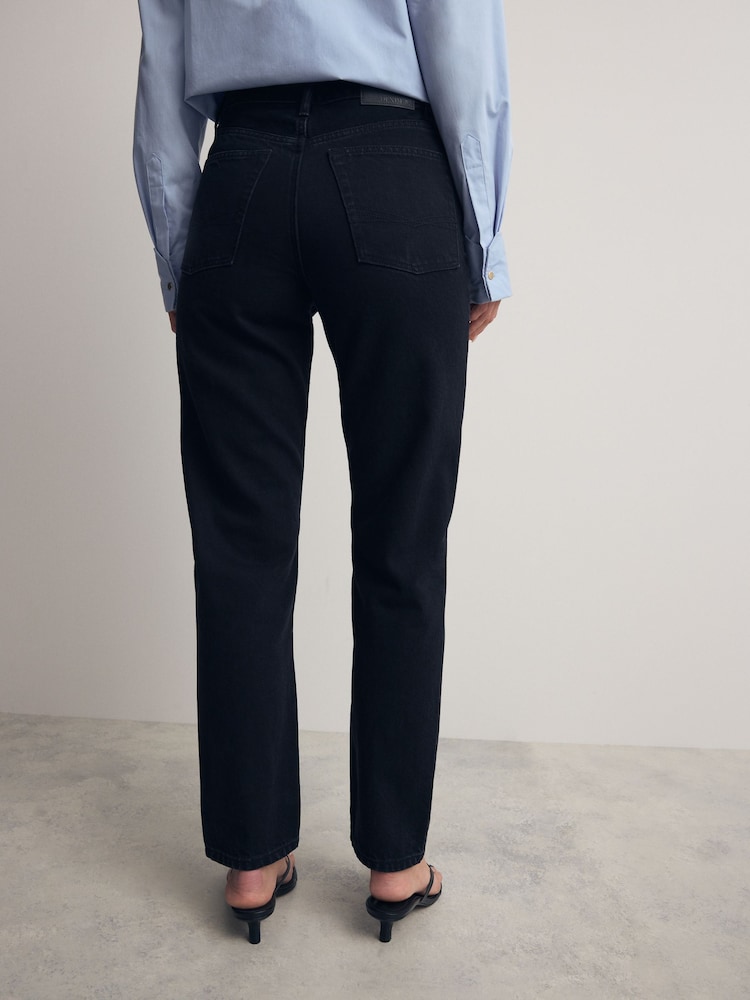 Black 100% Cotton Column Mom Jeans - Image 3 of 8