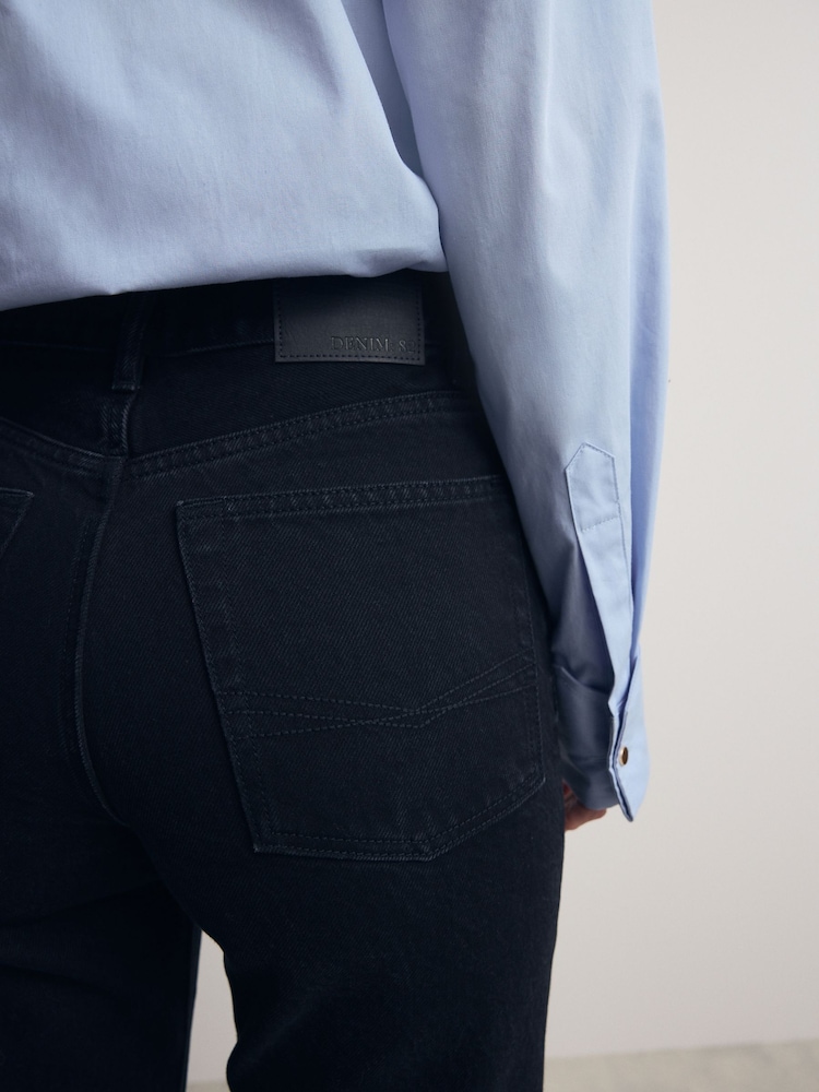 Black 100% Cotton Column Mom Jeans - Image 4 of 8